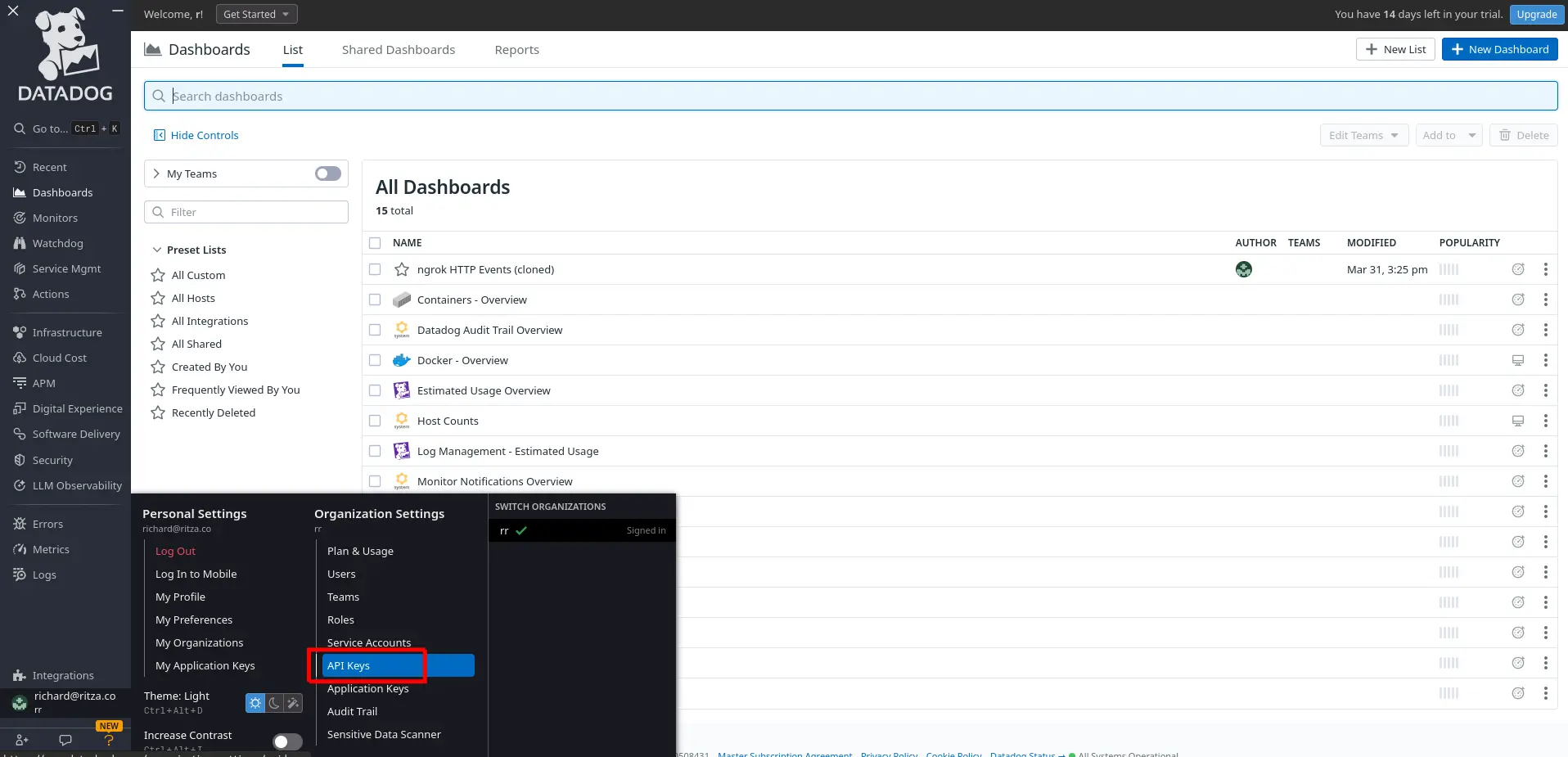 Datadog API key